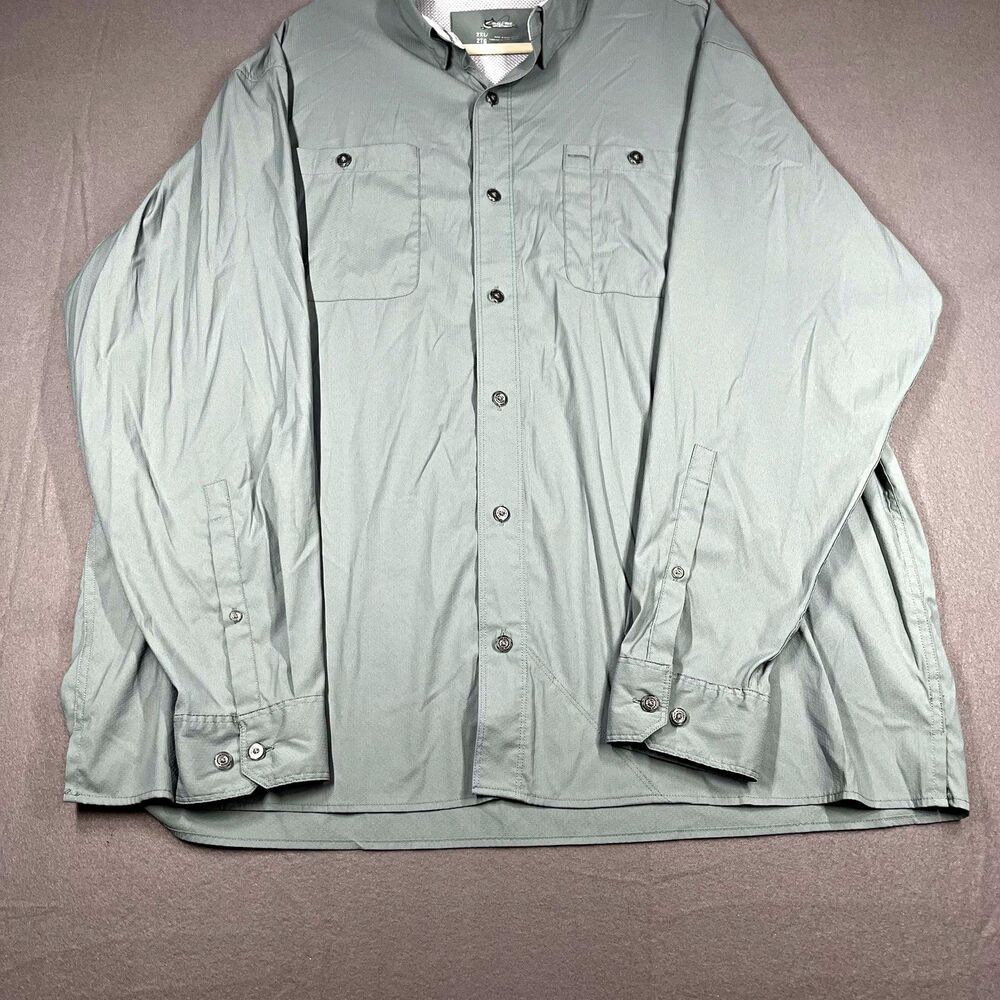 World Wide Sportsman Mens 2XL Gray grey Long Sleeve Collared Button-Up Shirt